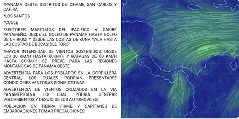 Etesa issues wind warning for Chame, San Carlos, Capira 